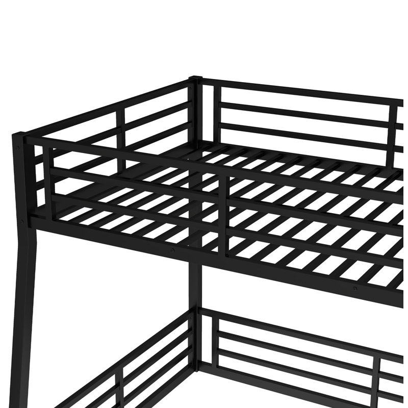 Metal Bunk Bed for Teens and Adults,Space-Saving/Noise Reduced/No Box Spring Needed, Black, Full XL over Queen