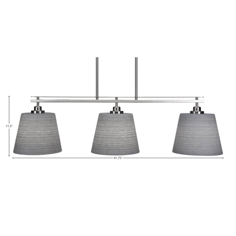 Agnon 3 Light Island Light Shown In Brushed Nickel Finish With 10" Matrix Glass, Gris