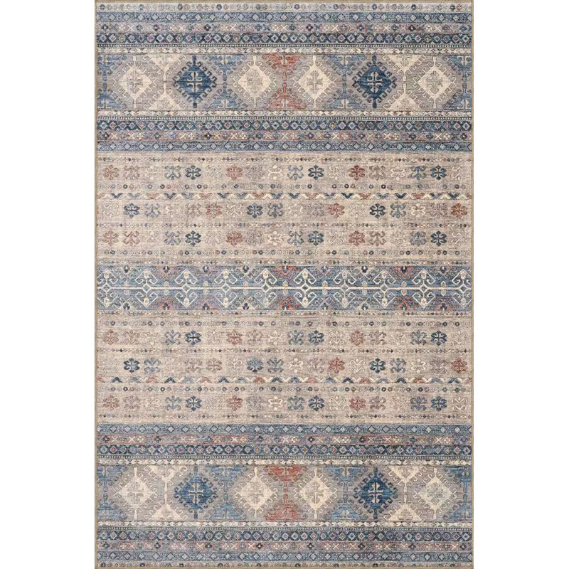 Tapis décoratif à motif géométrique coloré lavable à la machine, Carré 3 pi 3 po