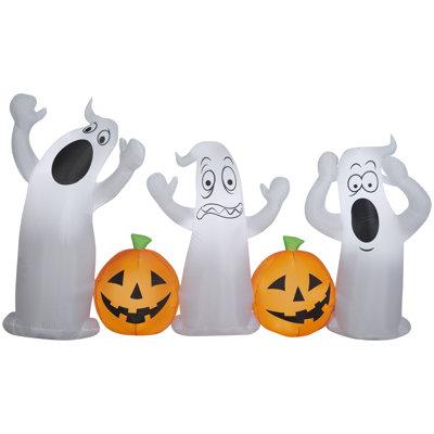 Airblown Inflatable Ghost Trio with Jack O' Lanterns