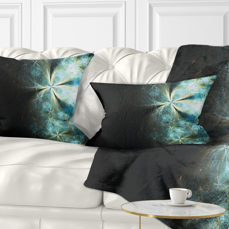 Coussin lombaire floral fractal scintillant