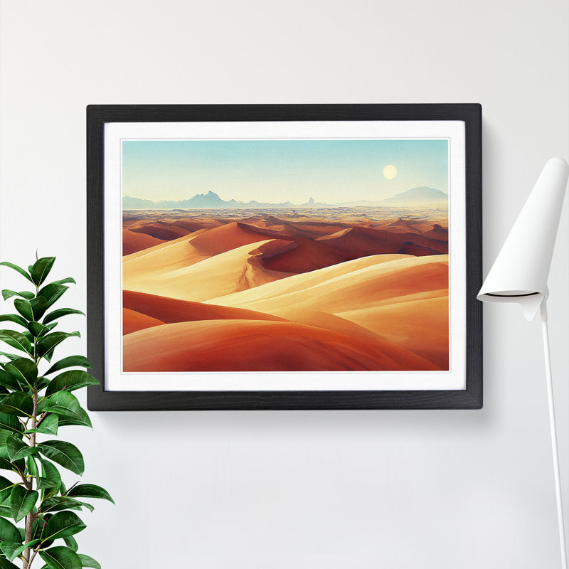 Watercolour Desert Vol.4 - Single Picture Frame Print, 46cm H x 64cm W x 2cm D, Black