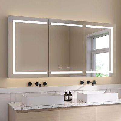 Armoire à pharmacie 72 po x 36 po pour salle de bain avec miroir DEL