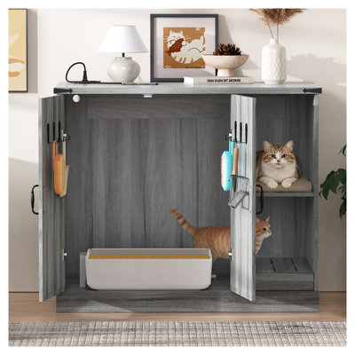 Meuble à litière moderne avec prise de courant pour chat moderne