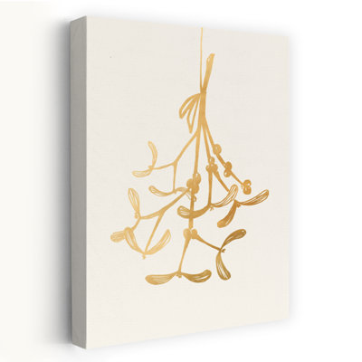 «Elegant Golden Mistletoe Classic Elegant Traditional Plant Winter», reproduction d'art murale