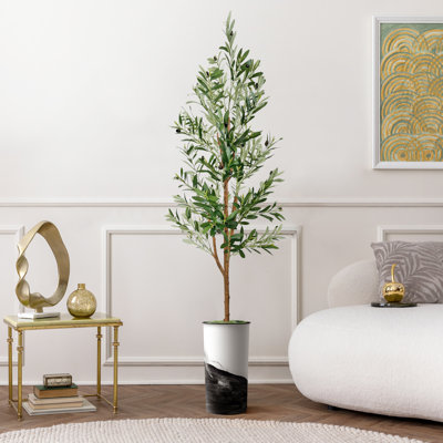 Faux Olive Tree Plant in Plastic Planter