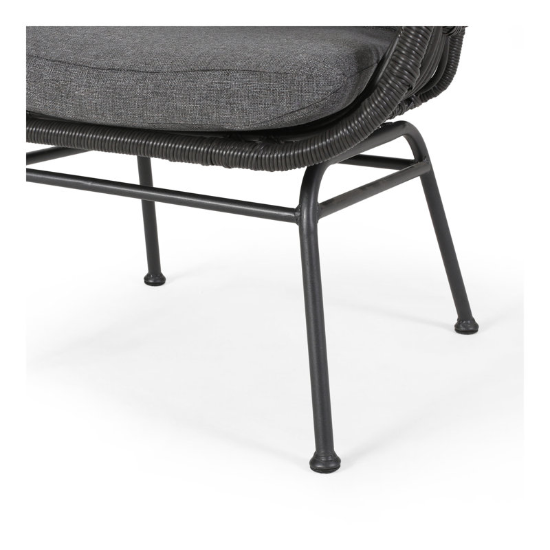 Tapscott Wicker Patio Chair with Cushions (Set of 2), Gray