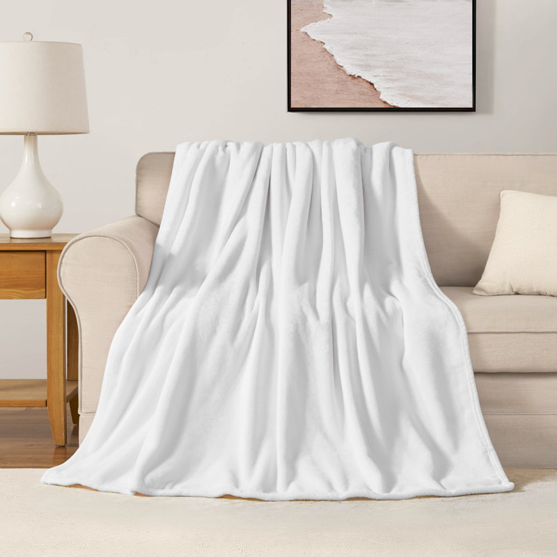The Sheet Lab Solid Plush Throw Blankets, White