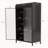 Metal Storage Cabinet with Glass Doors & Flip-Top, 4-Tier Display Cabinet with Open Shelves, Freestanding Steel Sideboard Buffet for Kitchen, Living Room, Home Office, Dining Room, Bathroom