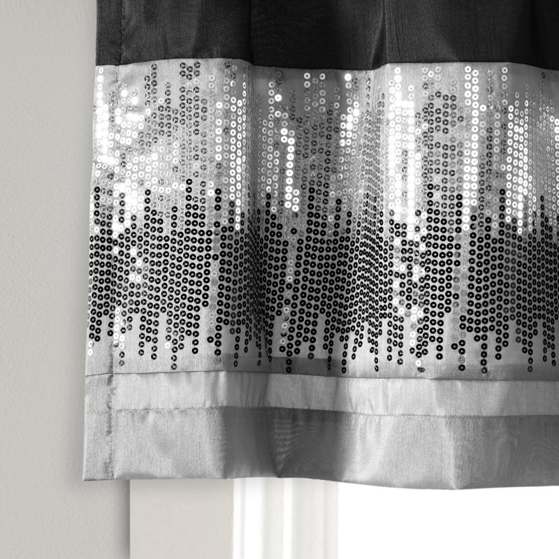 Cantonnière rayée sur mesure 52 po, Noir / gris