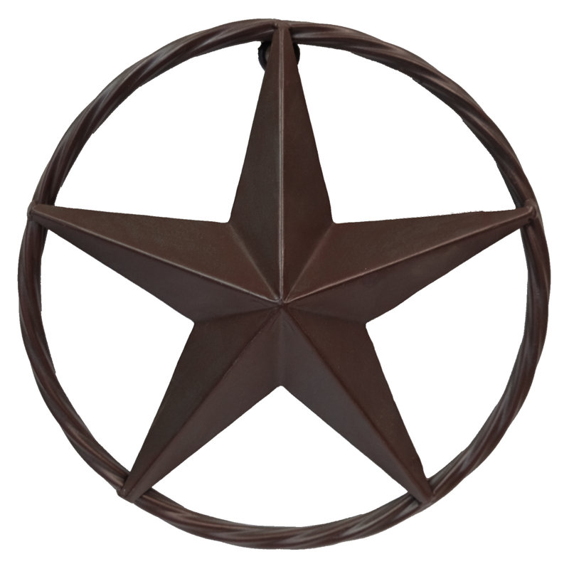 Décoration murale d'extérieur à suspendre en cercle rustique 8 po Rustic Star, Brun