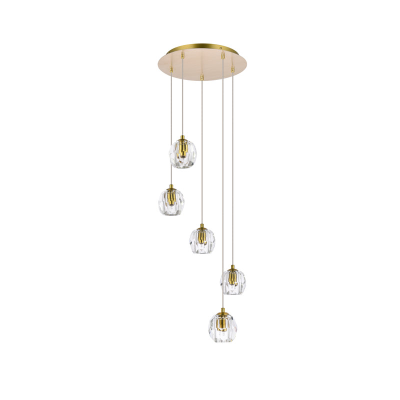 Luminaire suspendu Swampscott, Doré, 5 lumières, H 83 po x l 11,8 po x P 3,7 po