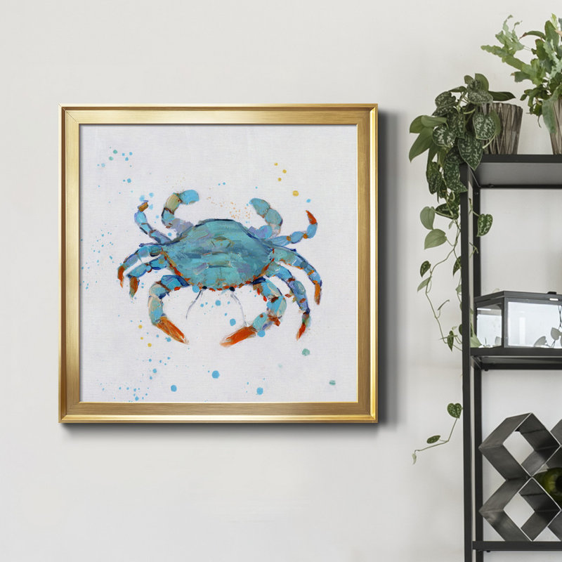 Bulle bleue - Peinture sur toile encadrée, Encadrement doré, H 30,5 po x l 30,5 po x P 1,5 po