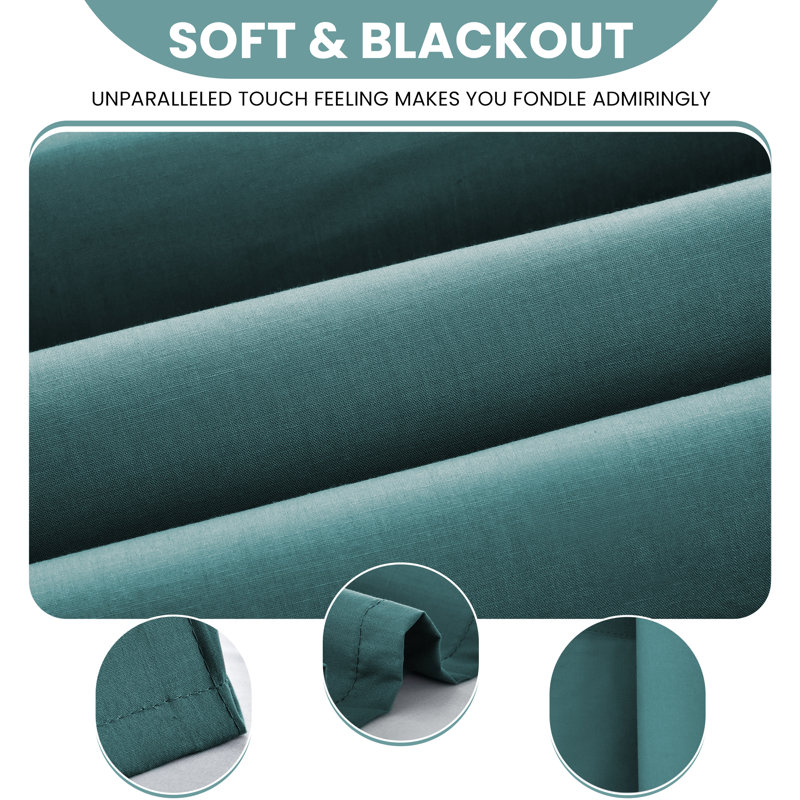 Timiko Blackout Thermal Insulated Curtain Panel, 52" W x 84" L, Teal