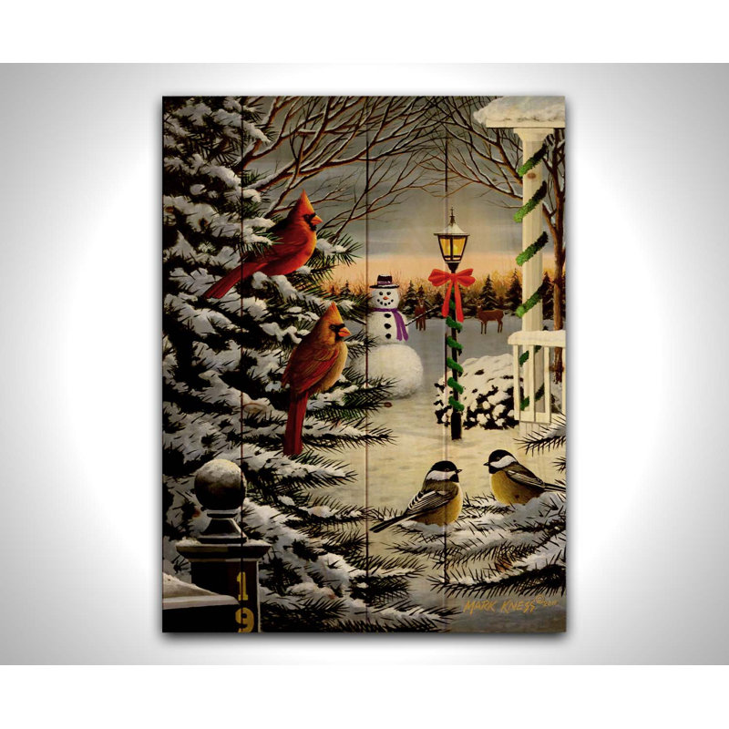 Holiday Friends par Mark Kness, H 12 po x l 16 po, Bois