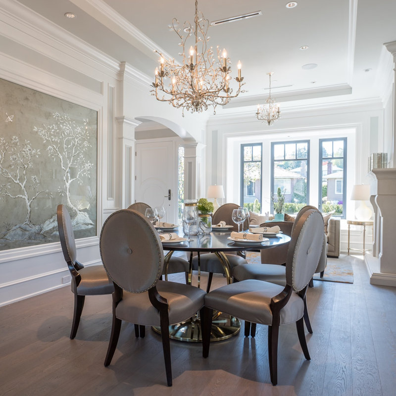 Crystal Bud 6 - Light Chandelier, Silver Granello