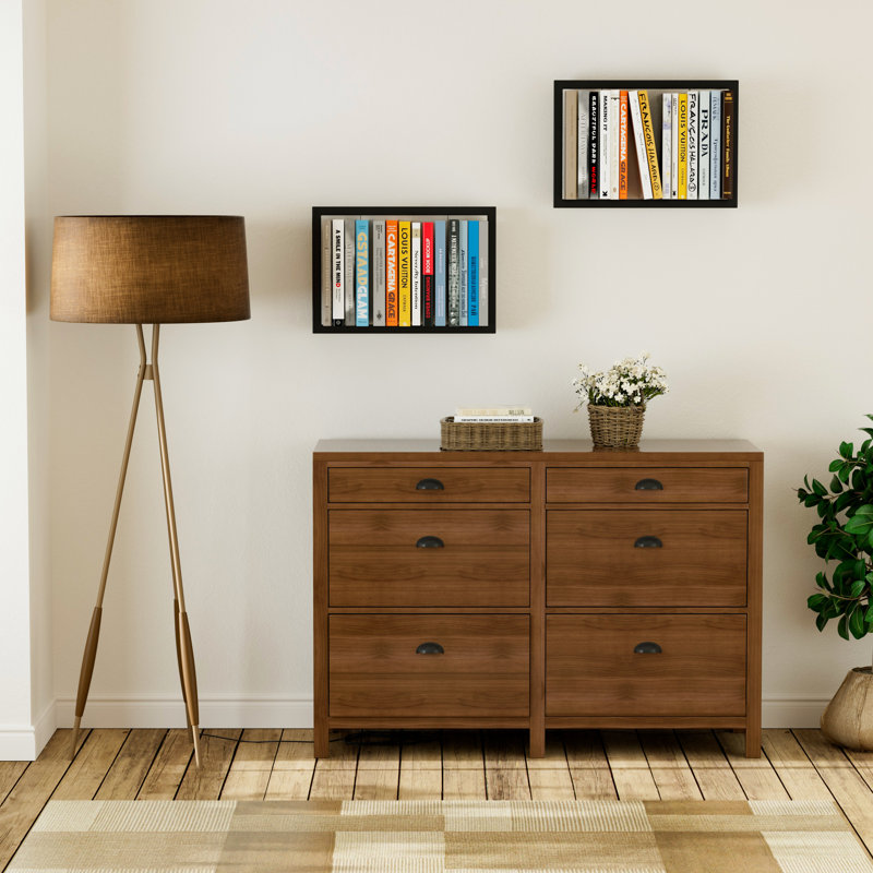 Floating Bookshelf, Wall-Mounted Rectangle Book Frame, Book Storage, Design for Bedroom or Living Room in Black