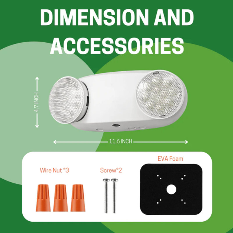 Éclairage de secours intérieur à double tête E2 L Lighting | 2,4 W | Batterie de secours de 90 minutes | 120 à 277 V
