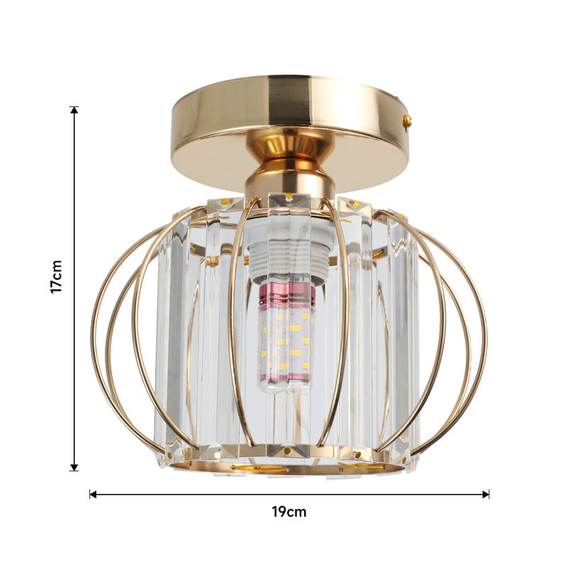 Aalaya Crystal Semi Flush Mount, Gold