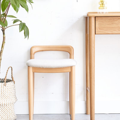 Tabouret de maquillage carré en chêne pour chambre à coucher et salle à manger, aspect bois naturel, rembourrage en tissu, hauteur simple de 20,51 po, poids du produit 7,79 lb, bancs de lit doux, supports 300 lb, 9,35 lb