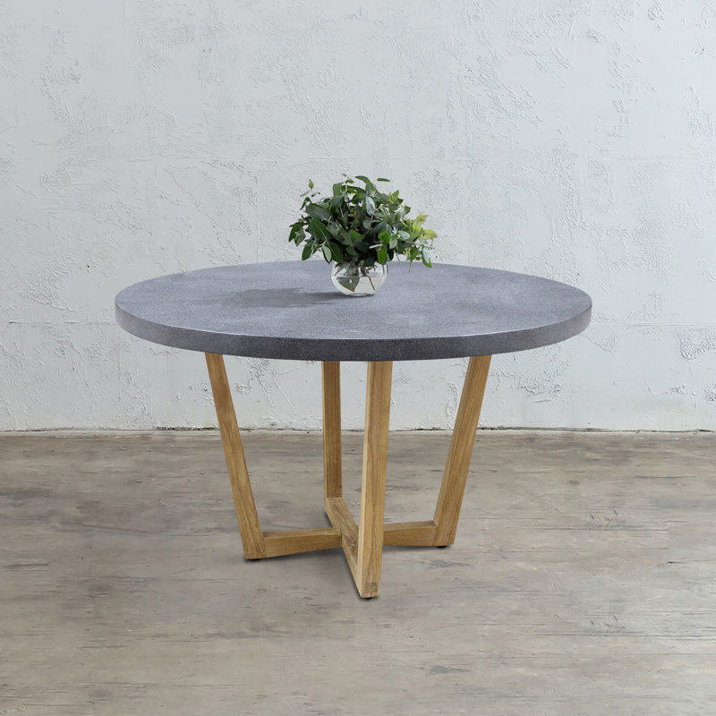 Teak Round Solid Wood Base Dining Table