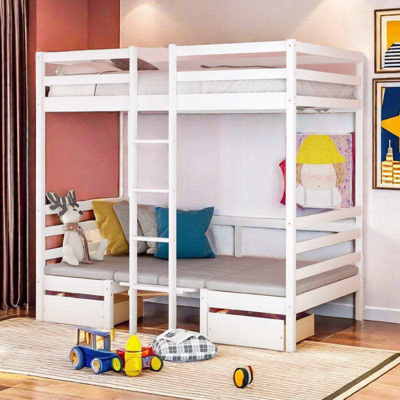 Lit mezzanine simple avec tiroirs Kaidynn Kids