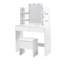 Meuble-lavabo avec tabouret et miroir lumineux, bureau de maquillage avec station de charge, 3 lumières DEL de couleur réglables pour la chambre à coucher, blanc