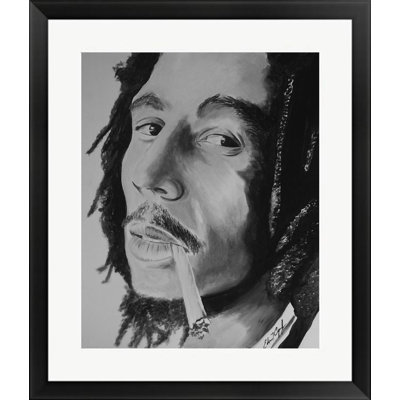 « marley be happy », reproduction de peinture à l’acrylique encadrée sur papier