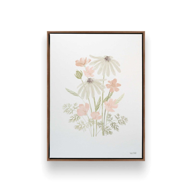 «Daisies in Bloom» par House Fenway, reproduction d'art, L 24 po x H 32 po, Brun, Toile avec cadre