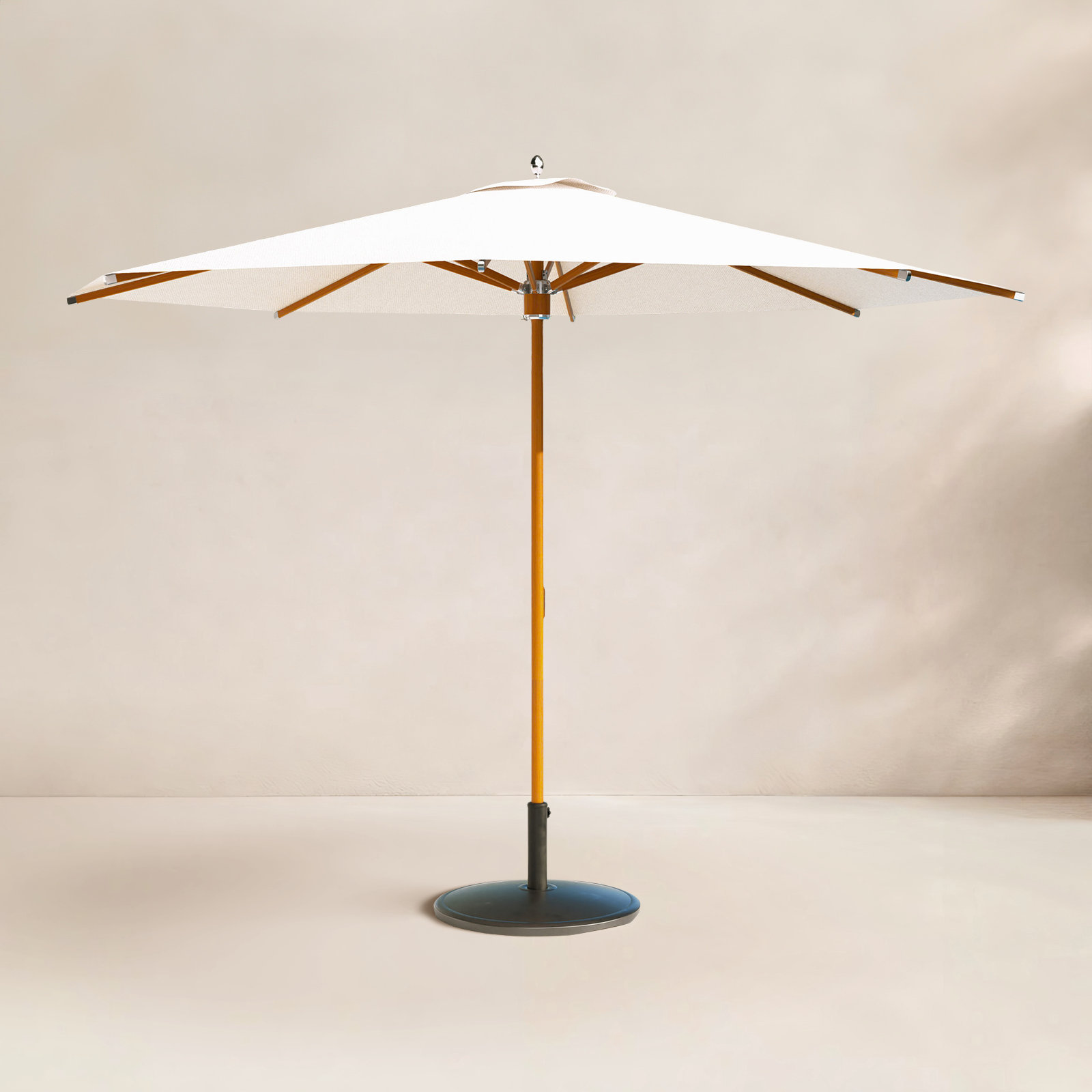 10.8Ft Sunbrella® All-Aluminum Pulley-Operated Round Umbrella, White