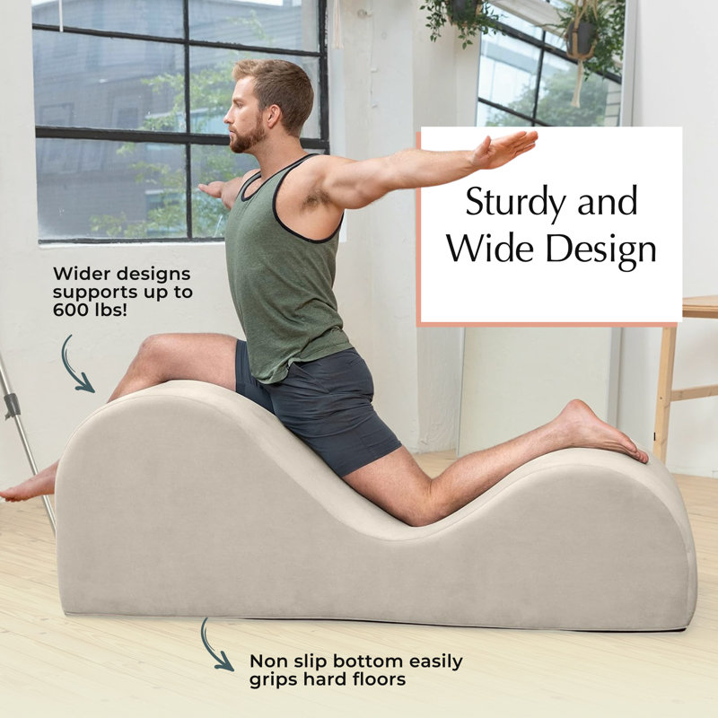 Luvu Lounger - Chaise longue élégante pour le yoga, l'exercice, l'étirement, le massage et plus encore, Velours gris
