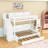 Twin Over Full Bunk Bed with Twin Trundle, Storage Stairs, Shelves, LED Light and Charging Station-529090549