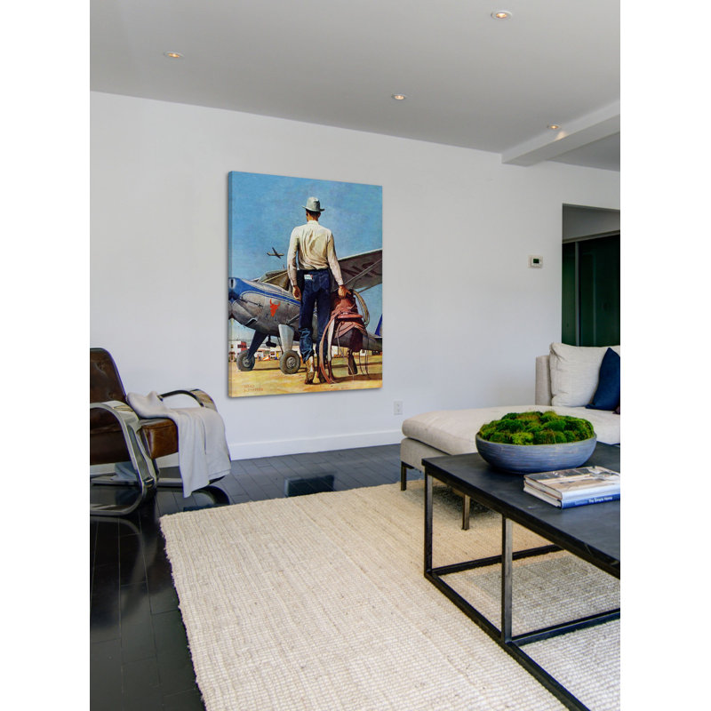«Flying Cowboy» par Mead Schaeffer, reproduction sur toile tendue, H 48 po x l 40 po x P 1,5 po