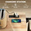 Îlot de cuisine mobile avec station de charge, chariot de cuisine à abattant