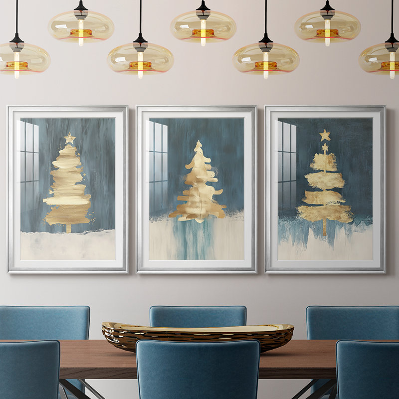 Christmas Holiday Art CXCV - reproduction sur mesure encadrée de qualité supérieure - 3 pièces, H 19 po x l 27 po