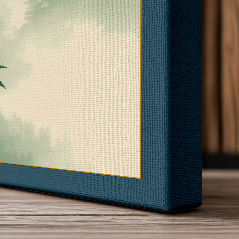 Quiet Bamboo Forest Japandi - Wrapped Canvas, 30x20 - 76.2 x 50.8 cm, Teal Border