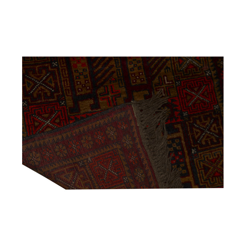 Tapis noir et rouge de haute qualité noué à la main