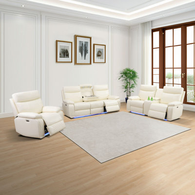 Luxury Intelligent Power Recliner 3-Piece Sofa Set In Breathable Semi-PU Leather
