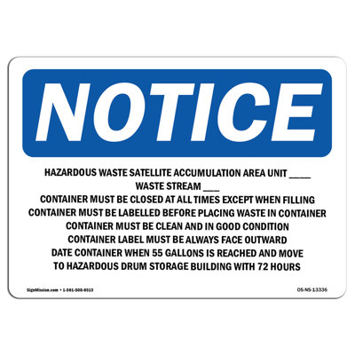 Hazardous Waste Satellite Accumulation Area Sign