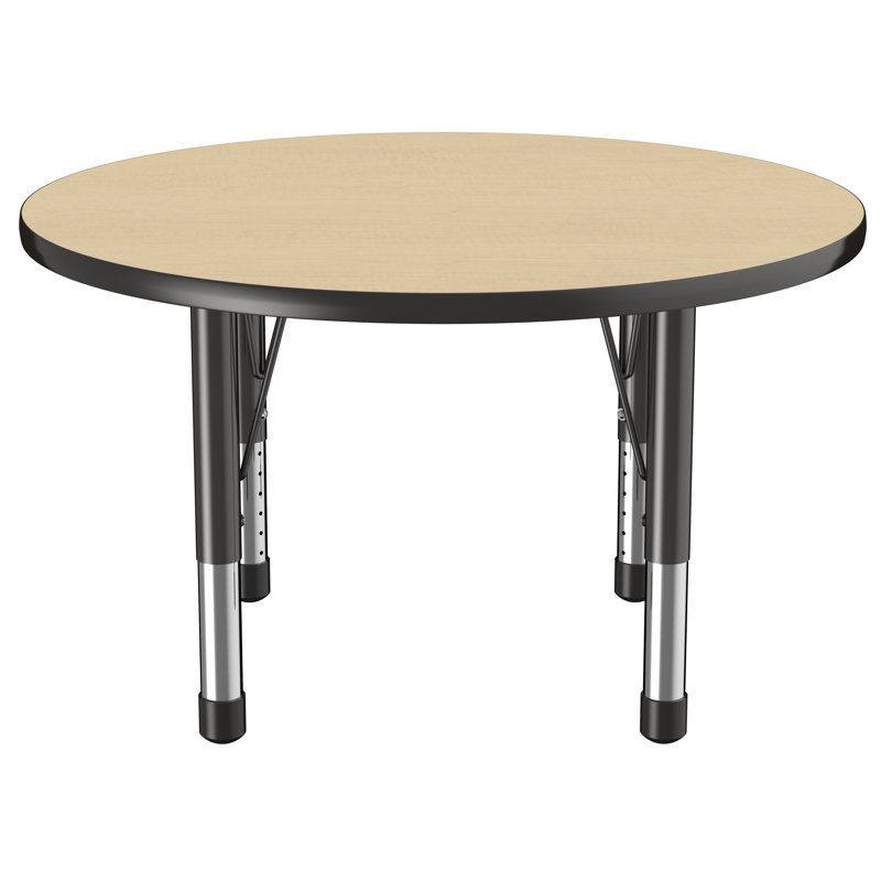 Table ronde à hauteur réglable, 36", Érable / noir, Standard Ball Glide
