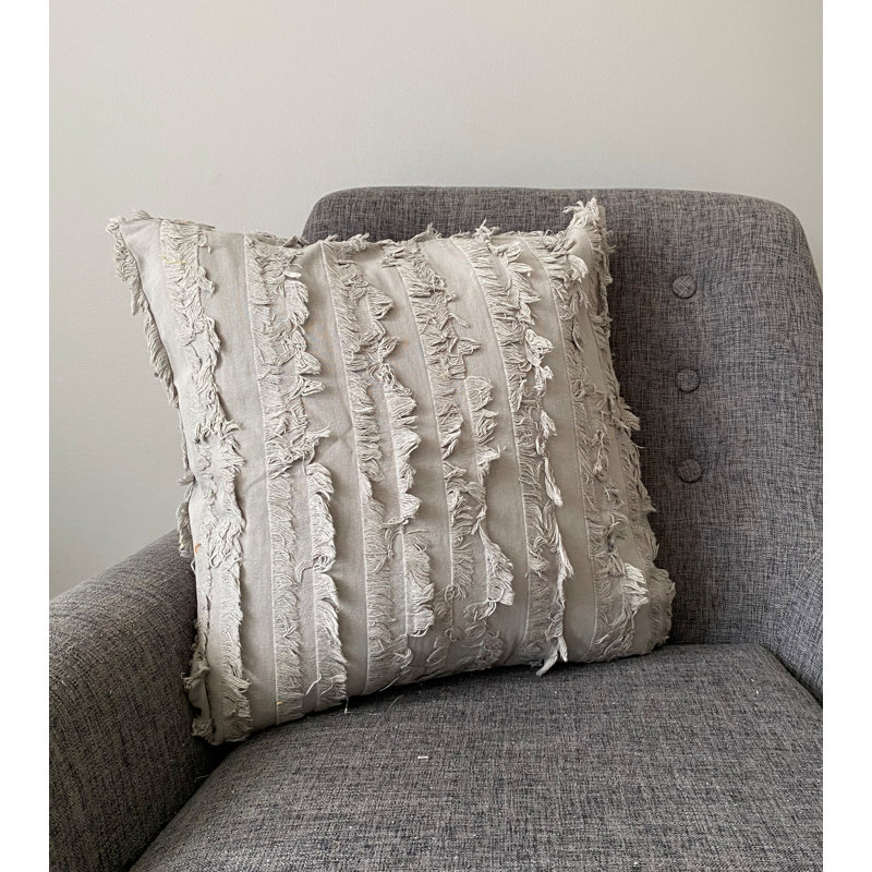  Housse de coussin Fringe, Gris clair