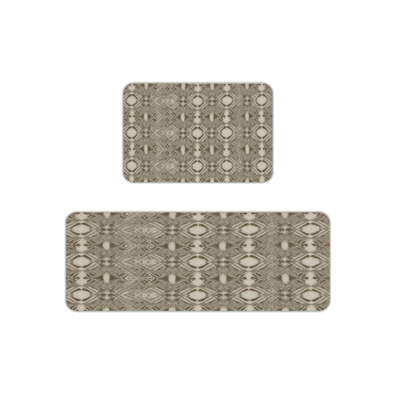 Tapis de cuisine taupe et beige à motif de losanges, ensemble de 2 tapis pour la décoration intérieure, tapis pour la cuisine et la chambre à coucher
