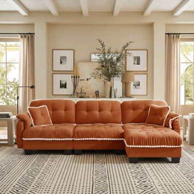 Cloudscape L-Shaped Sectional Sofa with Chaise Lounge and Movable Ottoman