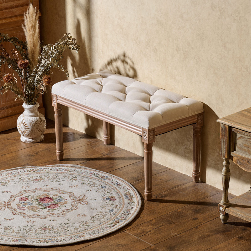 Banc rembourré Chagford, Beige, H 18,5 po x l 31,5 po x P 15,7 po