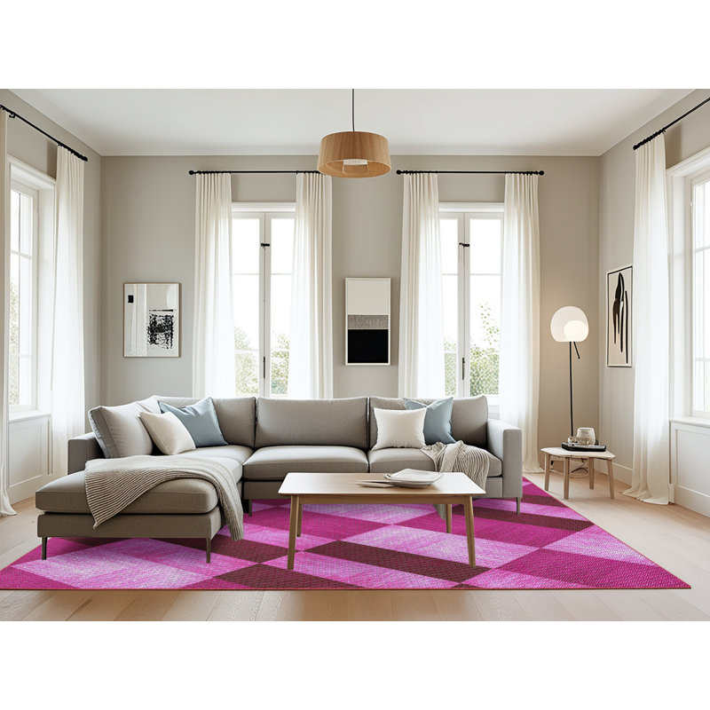 Motif géométrique rose Tapis décoratif, Rectangle 8 pi x 10 pi