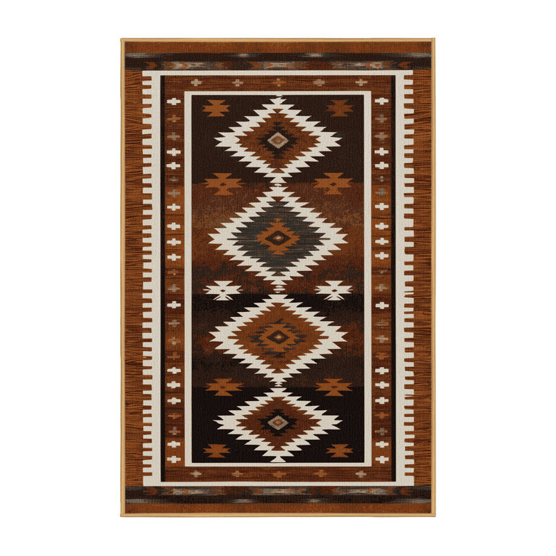  Tapis lavable à franges en cuir style Sud-Ouest, Rectangulaire 2 pi x 3 pi