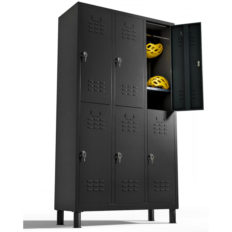6-Door Metal Locker Cabinet, Lockable Storage Locker Metal Cabinet for Office, Gym, Garage & School, Black