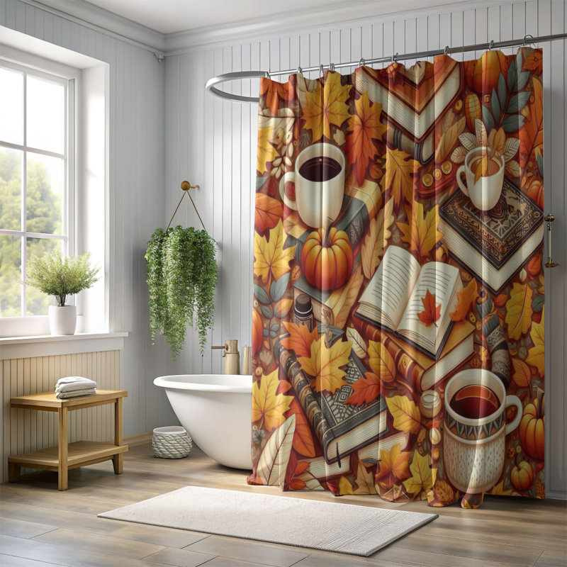 Rideau de douche standard 1 pièce Damboise Autumn Scatters, H 74 po x l 71 po