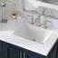 Comptoir de meuble-lavabo en quartz blanc Carrara de 36 po Ariel avec rebord à onglet de 1,5 po d'épaisseur avec lavabo simple rectangulaire à droite et dosseret inclus