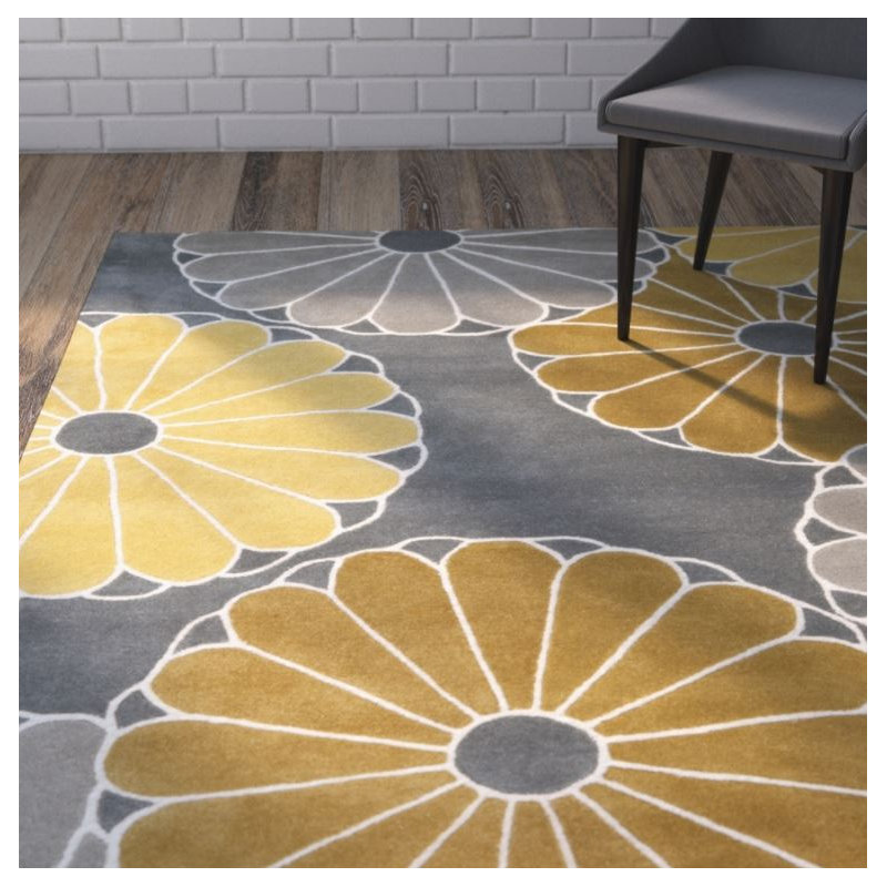 Carolette Hand Tufted Wool And Viscose Floral Rug, Rectangle 7'6" x 9'6"